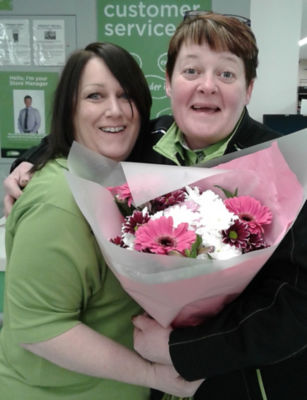 Sharon McBratney and Phyllis Livingstone celebrating Mother's Day at Asda Dundonald