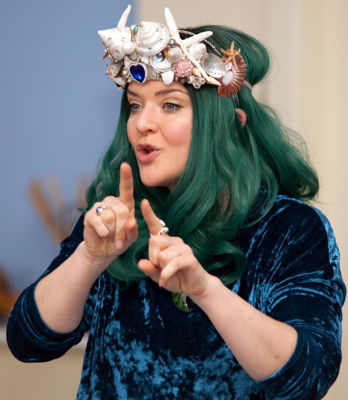 Interpreter Kathryn Neale at Elmfleld School for Deaf Children's World Book Day activity