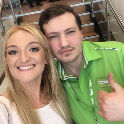 Adam Pinder from Asda Living Hull with Emma Hoe from Mencap Humber