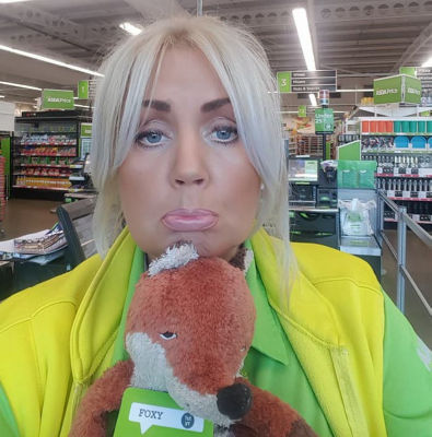 Asda Felling colleague Wendy Cummings with Foxy