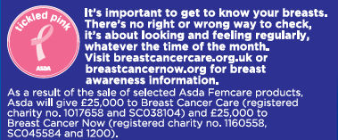 From July we’re putting a health message on all Asda’s own sanitary products that could save more women’s lives