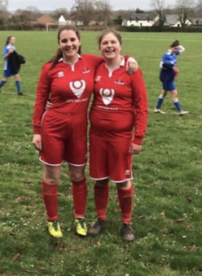 Holly and Zoe from Asda Frome play for Frome Town Ladies FC