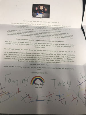 Thank you letter sent to Asda Gillingham in Dorset