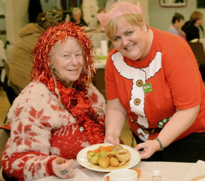 Asda Gosforth community champion Michelle Castledine with a Christmas guest