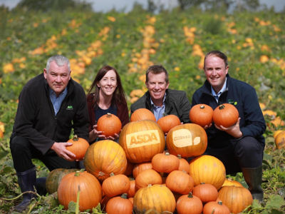 The Gilfresh team with homegrown Northern Irish pumpkins supplied to Asda