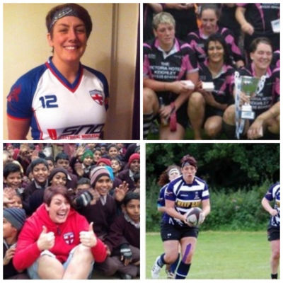 Amanda Clegg from Asda Halifax playing rugby 