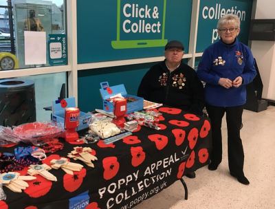 Poppy Appeal collector Sandra has been raising funds for Royal British Legion at Asda Harlow for nine years