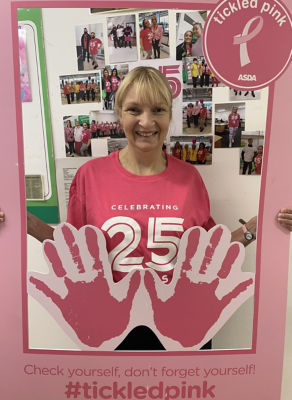 Karen Lovell from Asda Havant supports Tickled Pink