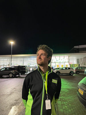 Finn Mulligan from Asda Huntly helped motorists stuck in heavy snow