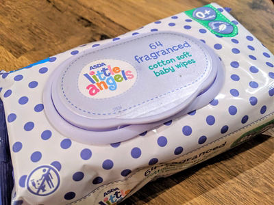 Old baby wipes packaging
