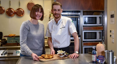Blogger Sophie Skipp with Asda development chef Andrew Johnston