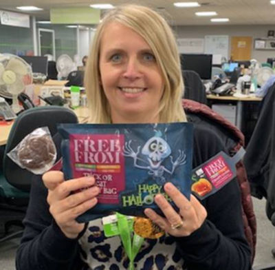 Jo McMillan with Free From Halloween treats