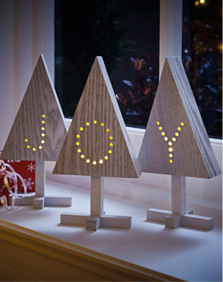 Wooden LED Christmas tree lights from George at Asda