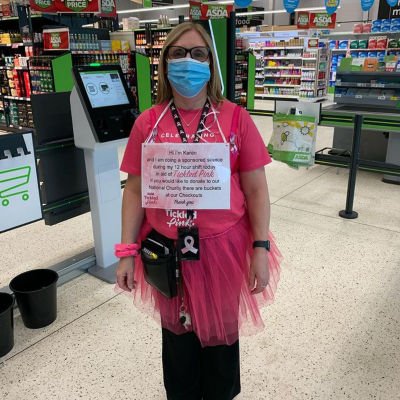 Karen Owens from Asda Dalgety Bay sponsored silence for Tickled Pink