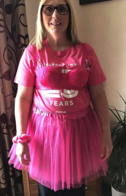 Karen Owens from Asda Dalgety Bay supports Tickled Pink