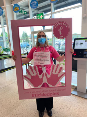 Karen Owens from Asda Dalgety Bay supports Tickled Pink
