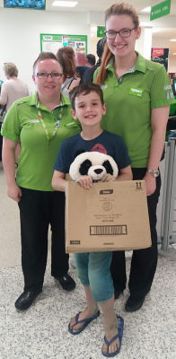 Colleagues at Asda Hunts Cross clubbed together to buy Pandy for Leon