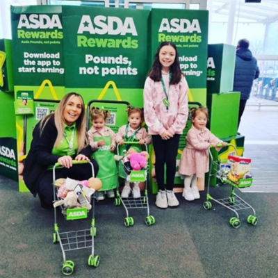 Triplets Mia, Millie and Molly-mae Moonan-Shirajudin love visiting Asda Llandudno