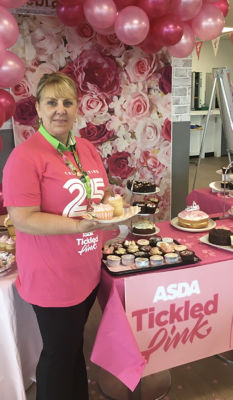 Sue Alford from Asda Longwell Green supports Tickled Pink