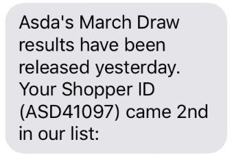 March draw scam text 