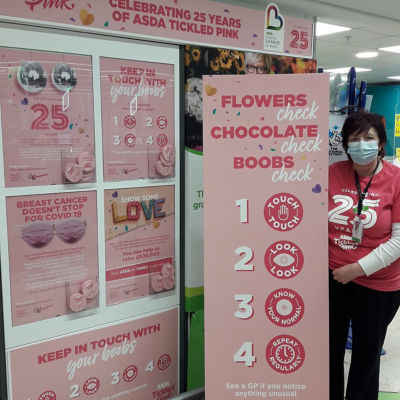 Jan Craig from Asda Middleton Park supports Tickled Pink