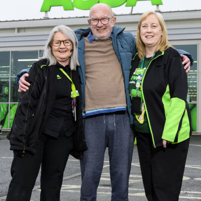 Asda Newmains customer George Chastell thanks the Asda colleagues who saved his life