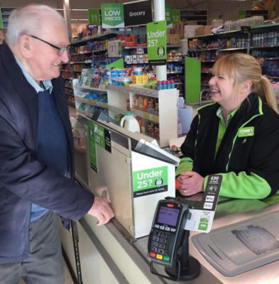 Norman Murcutt loves the friendly service from Wendy Farnworth at Asda Llangefni on Anglesey