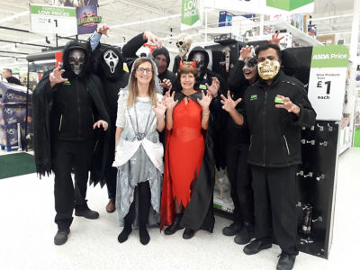 Colleagues at Asda Oadby get into the Halloween spirit