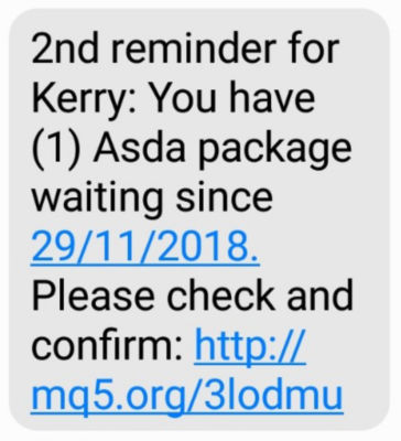 Package scam example