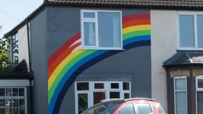 Peter Spaczynski from Asda Lincoln North Hykeham painted this rainbow tribute to NHS staff and key workers