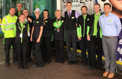 Marathon runner Phil Scott with Asda St Leonards-on-Sea colleagues