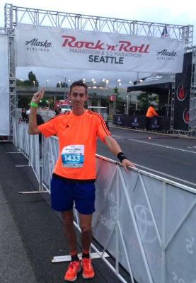 Asda colleague and marathon runner Phil Scott in Seattle