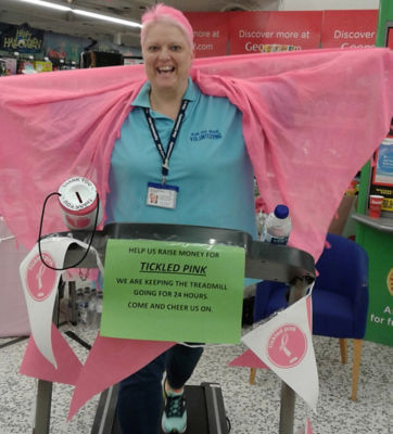 Hayley Hamlett from One Community on the treadmill at Asda Fareham