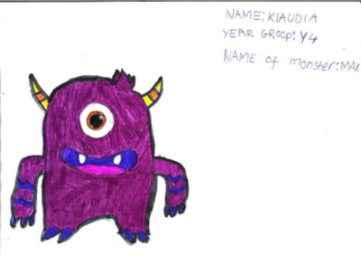 Drawing of a purple monster