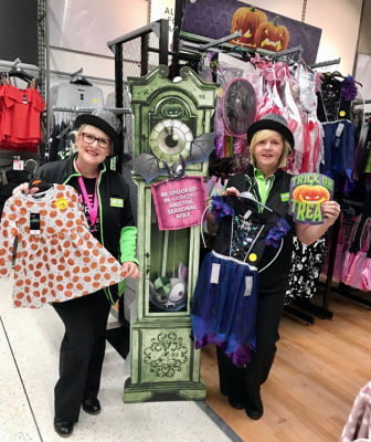 Colleagues at Asda Pwllheli get into the Halloween spirit