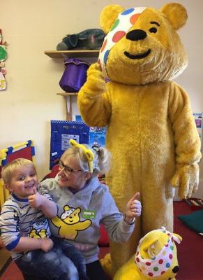 Asda Pwllheli community champion Jo Scott supporting BBC Children in Need