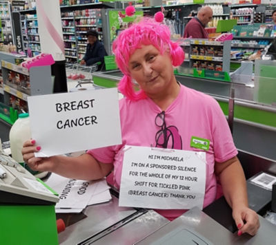 Asda Queslett community champion Michaela Hawthorne raising money for Tickled Pink