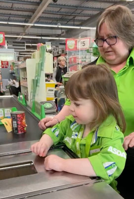 Three-year-old Ella Ball loves joining her mum Debbie at Asda Rawtenstall