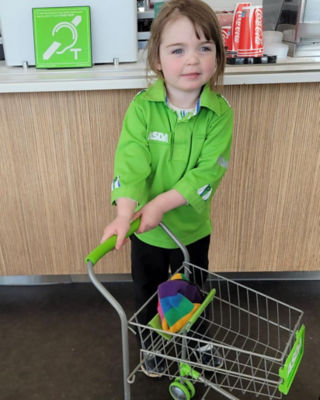 Three-year-old Ella Ball loves joining her mum Debbie at Asda Rawtenstall
