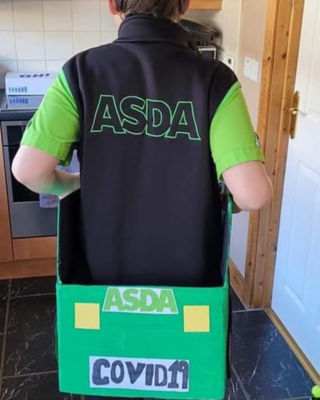 Rory Agnew dressed as a delivery driver from Asda Ballyclare