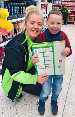 Five-year-old Lincoln loves to shop at Asda Rugby with brilliant our Happy Little Helper lists