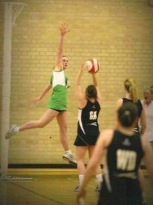 Cheryl Rae from Asda Antrim in action playing netball for Northern Ireland