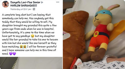Lexi-Mae receives replacement Super Bunny from Asda Harlow colleagues