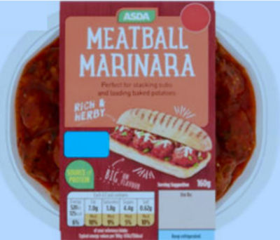 Product recall Asda Meatball Marinara meal