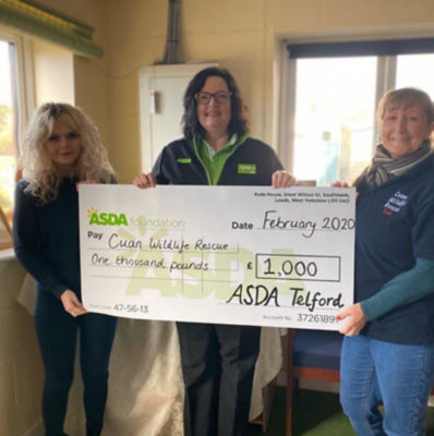Cuan Wildlife Rescue Hospital who received an Asda Foundation cheque for £1,000
