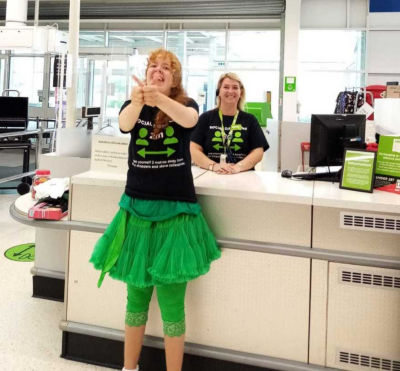 Lucy Conrad gives Asda Milton Keynes a big thumbs-up