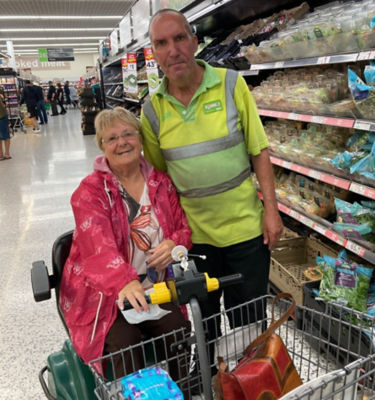 Evan Donlan and Val Sherwood at Asda Blackburn