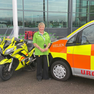 Highland and Islands Blood Bikes new new van after Helen Robertson from Asda Inverness