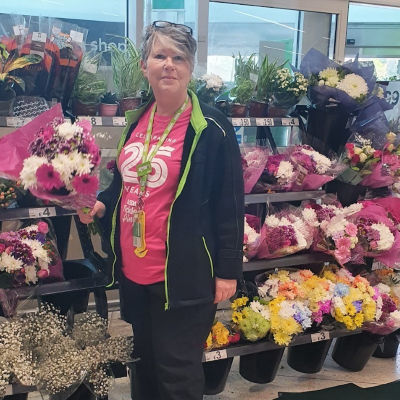 Fran Spencer from Asda Cambridge supports Tickled Pink