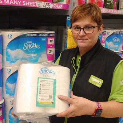 Lisa Farley from Asda Gosforth supports Bowel Cancer Awareness Month